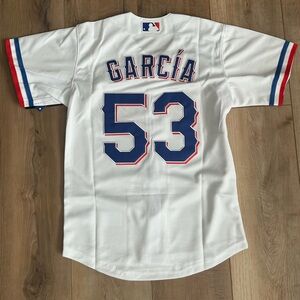 Adolis Garcia Texas Rangers #53 White and Blue Baseball Kids Youth XL Jersey